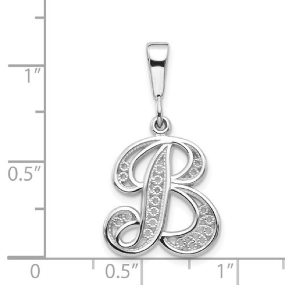 14k Yellow or White Gold Filigree Stylized Letter Initial Alphabet Charm Pendant - Picture 3 of 16